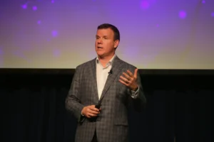 Dr. Dan Docherty delivering a leadership keynote